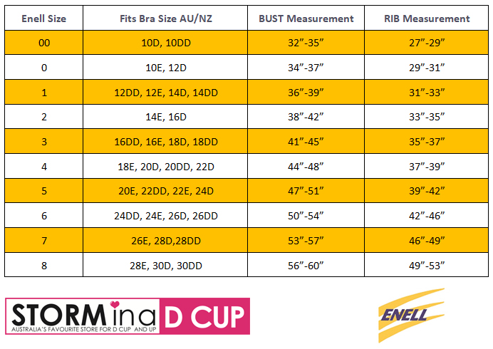 Enell Bra Size Chart